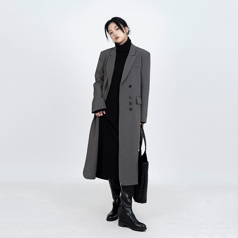 ジェンダーレスファッション オーバーサイズ ウールブレンド ロングコート