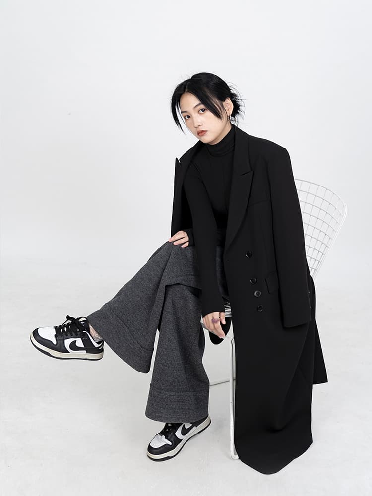 ジェンダーレスファッション オーバーサイズ ウールブレンド ロングコート