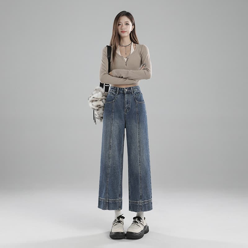 ジェンダーレスファッション ゆったりワイドデニムパンツ