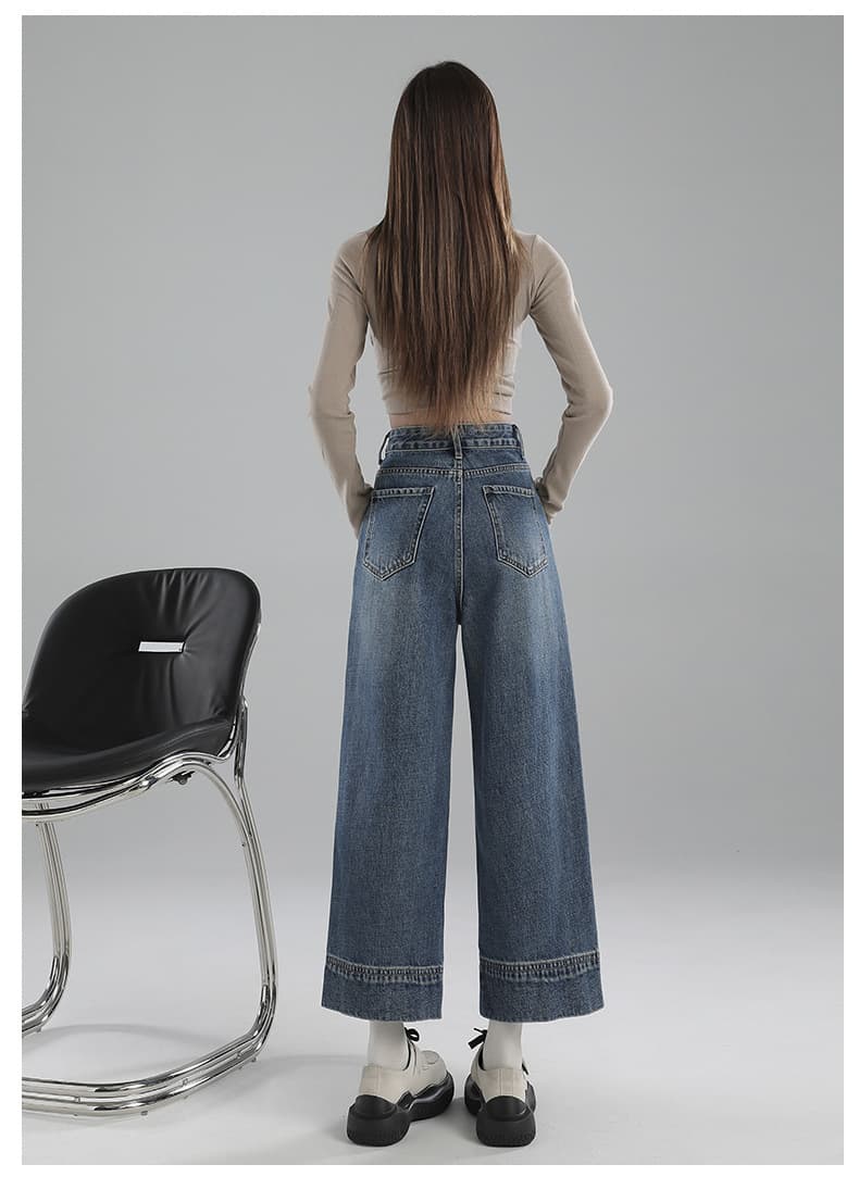 ジェンダーレスファッション ゆったりワイドデニムパンツ