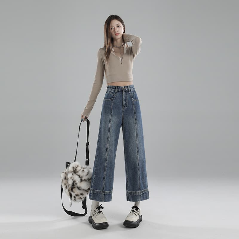 ジェンダーレスファッション ゆったりワイドデニムパンツ