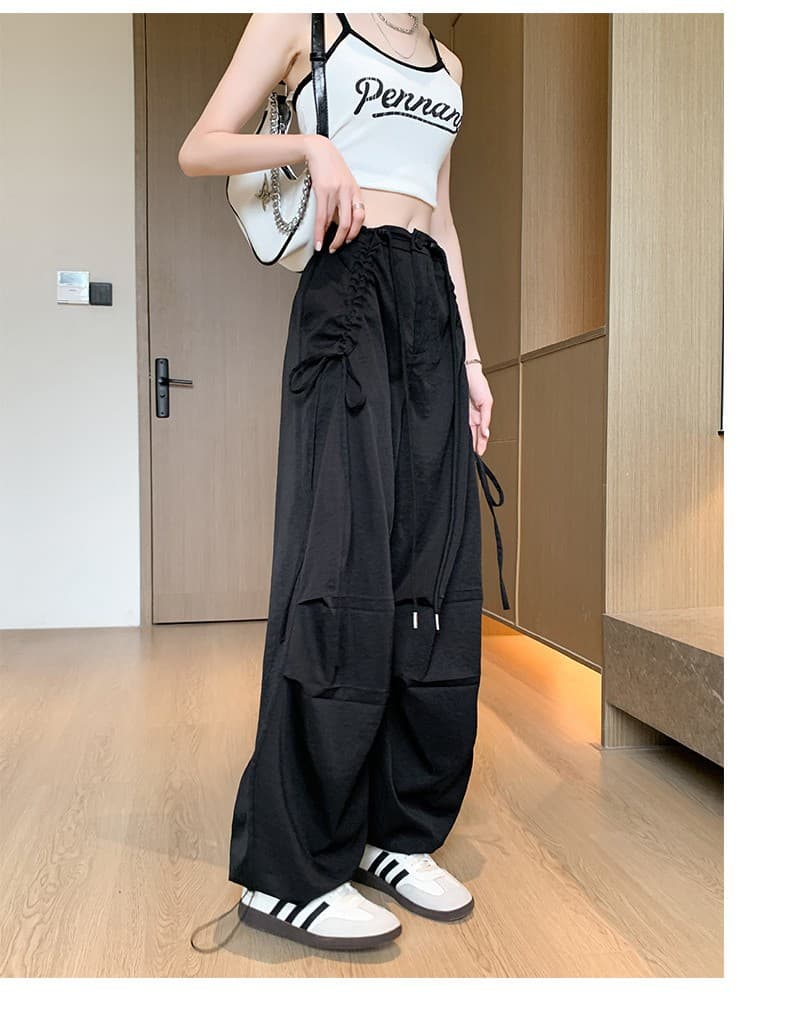 ジェンダーレスファッション アシンメトリー レースアップ ストレートパンツ