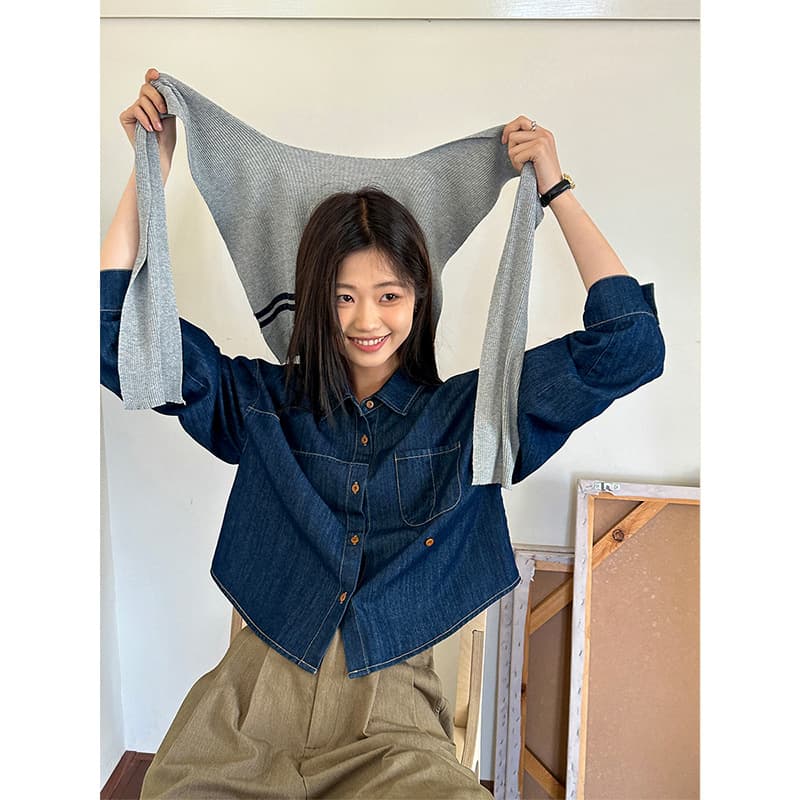 ジェンダーレスファッション ゆったりシルエットデニムシャツ