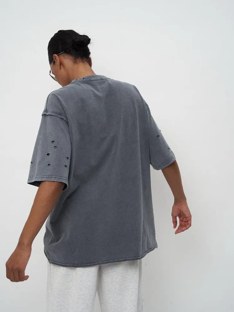 ジェンダーレスファッション ダメージ加工 ドル記号 ジェンダーレス Tシャツ