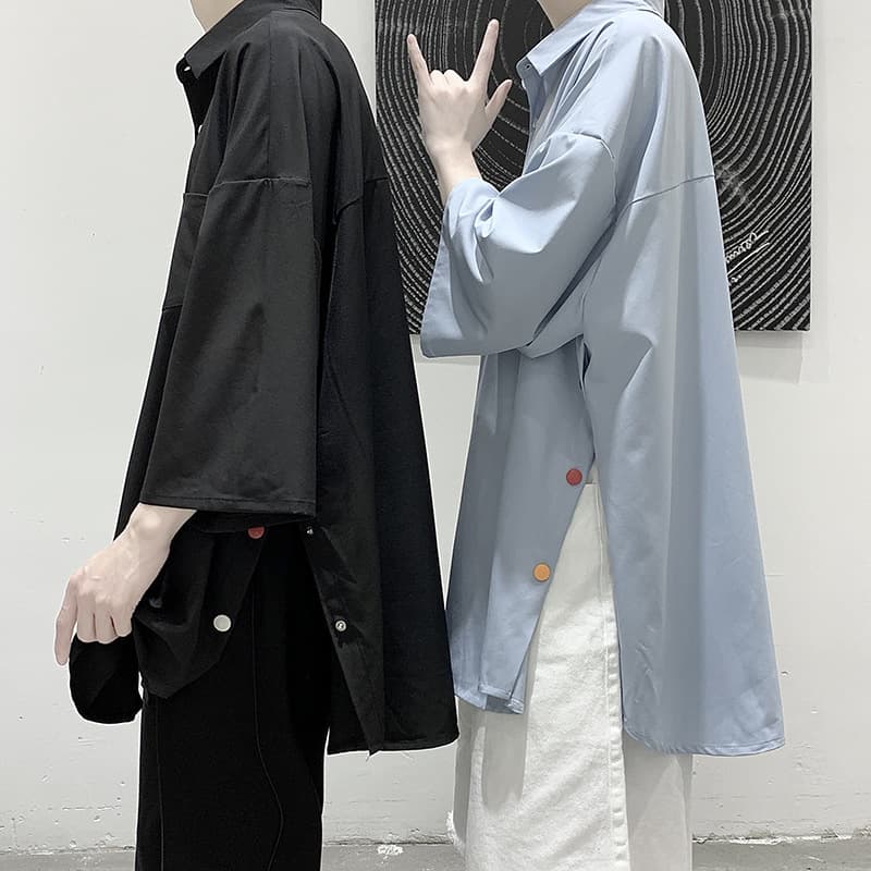 ジェンダーレスファッション ゆったりシルエットドロップ肩シャツ
