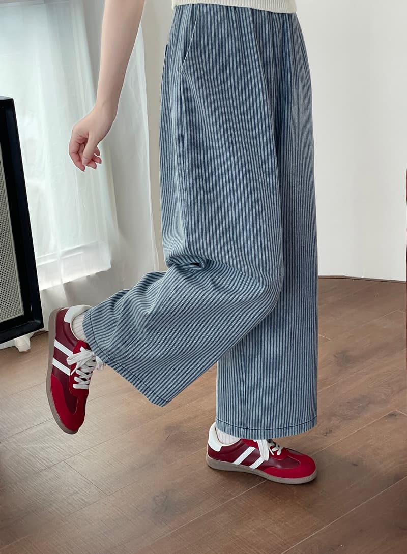 ジェンダーレスファッション リラックスストライプワイドパンツ